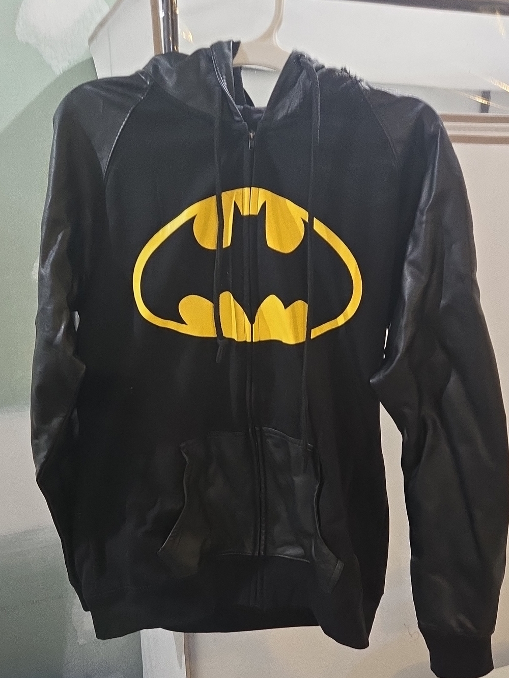 Batman Black Zip-Up Hoodie with Yellow Logo